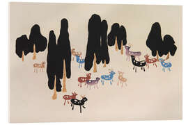 Acrylglasbild Rehe und Hirsche - Asai Chū