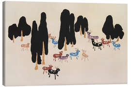 Leinwandbild Rehe und Hirsche - Asai Chū