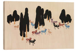 Holzbild Rehe und Hirsche - Asai Chū