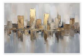 Wandbild Goldene Stadtlandschaft - Mango Art