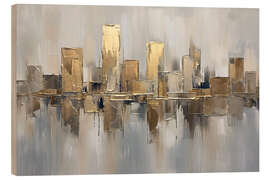 Holzbild Goldene Stadtlandschaft - Mango Art