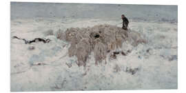 Hartschaumbild Schafherde im Schnee, 1888
