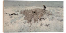 Holzbild Schafherde im Schnee, 1888