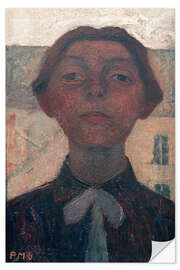 Wandsticker Selbstporträt vor Fensterblick auf Pariser Häuser, 1900 - Paula Modersohn-Becker