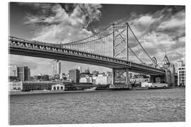 Acrylglasbild Skyline von Philadelphia mit der Benjamin-Franklin-Brücke - Melanie Viola