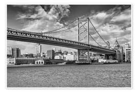 Wandbild Skyline von Philadelphia mit der Benjamin-Franklin-Brücke - Melanie Viola