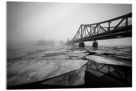 Acrylglasbild Glienicker Brücke im Nebel mit Eisschollen - Filtergrafia