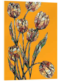 Acrylglasbild Frühlingstulpen auf orangefarbenem Hintergrund - Maria Tuzhilkina