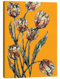 Leinwandbild Frühlingstulpen auf orangefarbenem Hintergrund - Maria Tuzhilkina