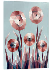 Acrylglasbild Terrakotta-Blumen auf grauem Hintergrund - Maria Tuzhilkina
