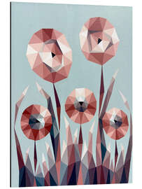 Alubild Terrakotta-Blumen auf grauem Hintergrund - Maria Tuzhilkina