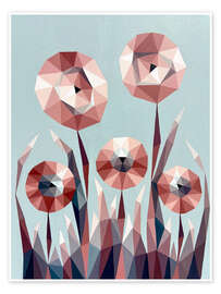 Wandbild Terrakotta-Blumen auf grauem Hintergrund - Maria Tuzhilkina