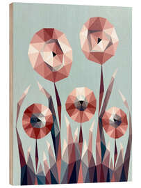 Holzbild Terrakotta-Blumen auf grauem Hintergrund - Maria Tuzhilkina