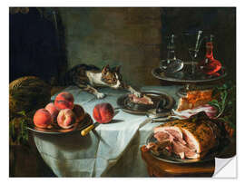 Självhäftande poster Cat Steeling Food - Alexandre-François Desportes