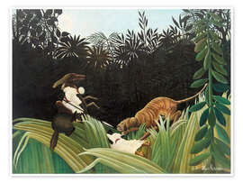 Wandbild Pfadfinder von einem Tiger angegriffen, 1904 - Henri Rousseau