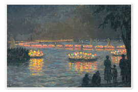 Wandbild Lampionkorso auf der Au Enalster, 1900 - Ernst Eitner