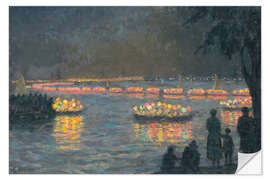 Wandsticker Lampionkorso auf der Au Enalster, 1900 - Ernst Eitner