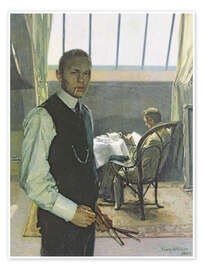 Wandbild Selbstporträt im Atelier - Franz Nölken, 1904 - Franz Nölken