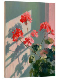 Holzbild Geranie im sanften Licht - DejaReve