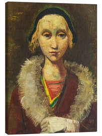 Leinwandbild Mädchen mit Pelzmantel und Hut - Karl Hofer