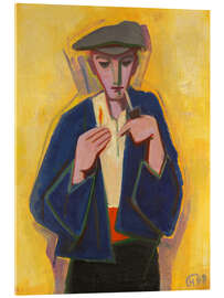 Quadro em acrílico Young man with a pipe, A Male Portrait - Karl Hofer