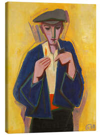 Leinwandbild Junger Mann mit Pfeife, Ein Männerporträt - Karl Hofer