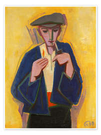 Wandbild Junger Mann mit Pfeife, Ein Männerporträt - Karl Hofer