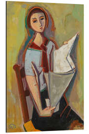 Aluminium print Young Woman Reading a Newspaper - Karl Hofer