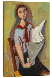 Leinwandbild Junge Frau liest Zeitung - Karl Hofer