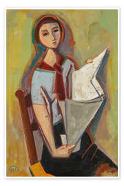 Wandbild Junge Frau liest Zeitung - Karl Hofer