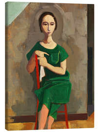 Leinwandbild Mädchen im grünen Kleid - Karl Hofer