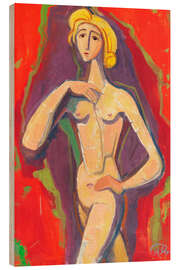 Holzbild Stehender weiblicher Akt - Karl Hofer