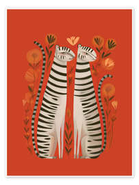 Wandbild Gestreiftes Katzenpaar - Branka Kodžoman