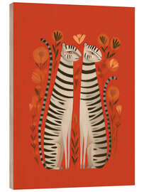 Holzbild Gestreiftes Katzenpaar - Branka Kodžoman