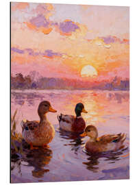 Print på aluminium Duck family at sunset - Softlight Boutique