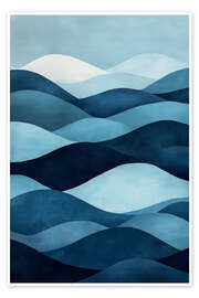 Poster Abstrakte Meereswellen in Blau - Dani Jay Designs