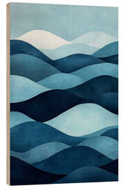 Holzbild Abstrakte Meereswellen in Blau - Dani Jay Designs