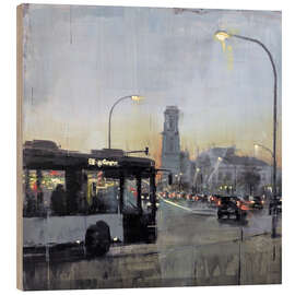 Holzbild Potsdam Verkehr beim Sonnenuntergang im Herbst - Eduard Warkentin