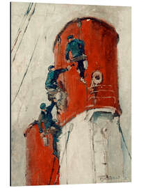 Alubild Schornstein eines Hamburg-Süd Dampfers wird angemalt - Leonhard Sandrock