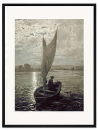 Gerahmter Kunstdruck Segelboot im Mondschein, 1872