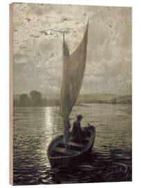 Holzbild Segelboot im Mondschein, 1872 - Hans Thoma