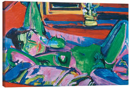 Leinwandbild Grüner Akt liegend - Albert Müller