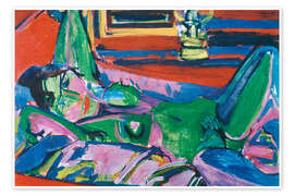 Poster Grüner Akt liegend - Albert Müller