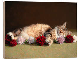 Holzbild Geborgen in einem Blumenbeet - DejaReve