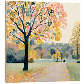 Holzbild Herbstspaziergang im Park - Niphion