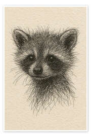 Wandbild Niedlicher Baby-Waschbär - Natalie Bruns