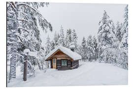 Aluminium print Log cabin in winter in Äkäslompolo, Finland - Rico Ködder