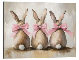 Alubild Niedliche Osterhasen mit rosa Schleife - TAlex