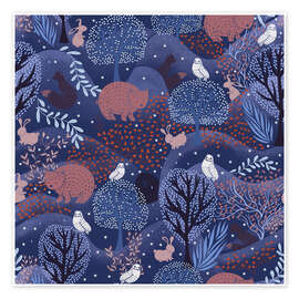 Poster Magischer Zauberwald mit geheimer Tür - Patruschka