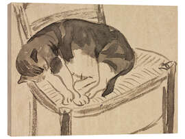 Holzbild Schlafende Katze - Jane Poupelet